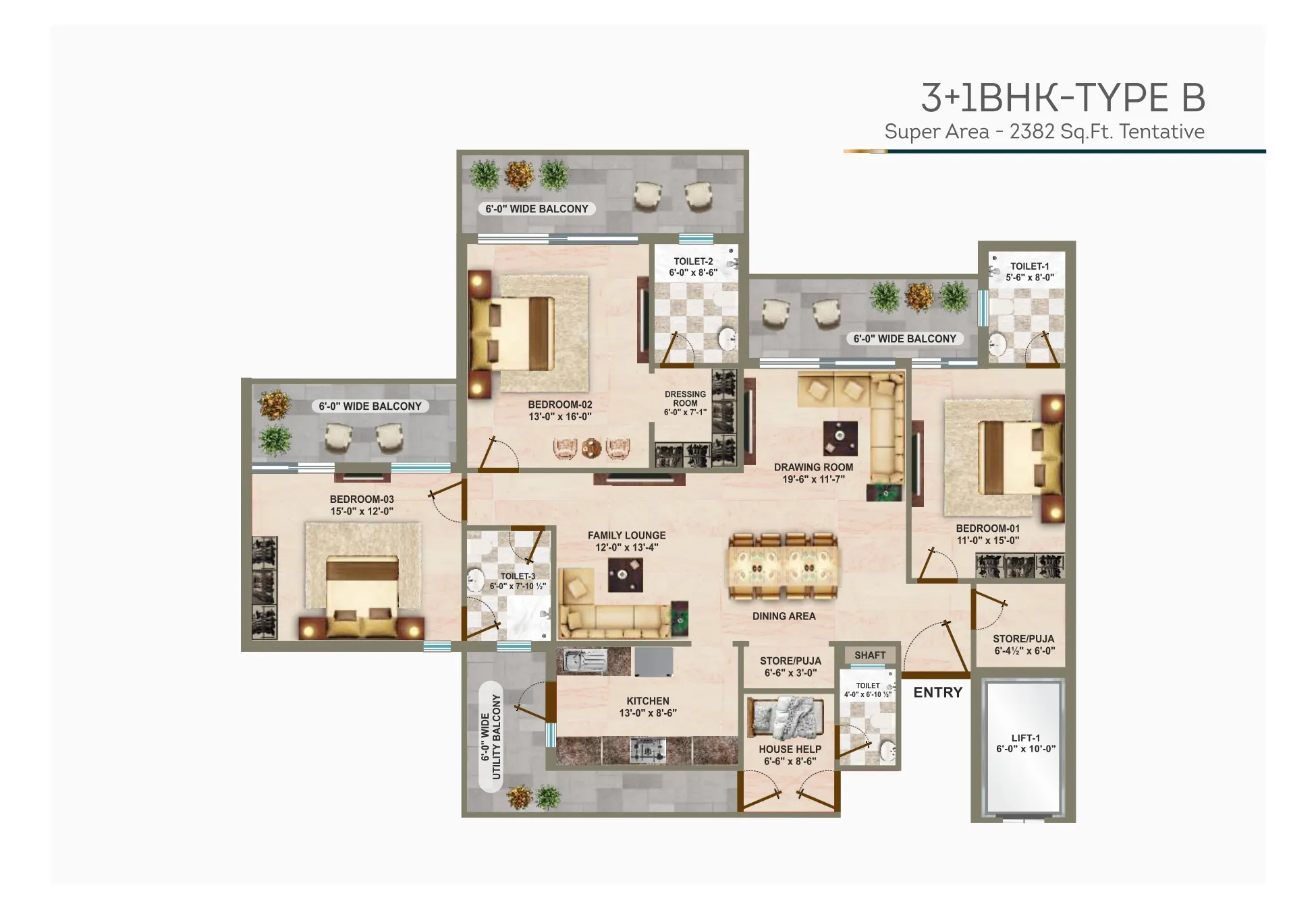 genesis heights 3 plus 1 bhk flats