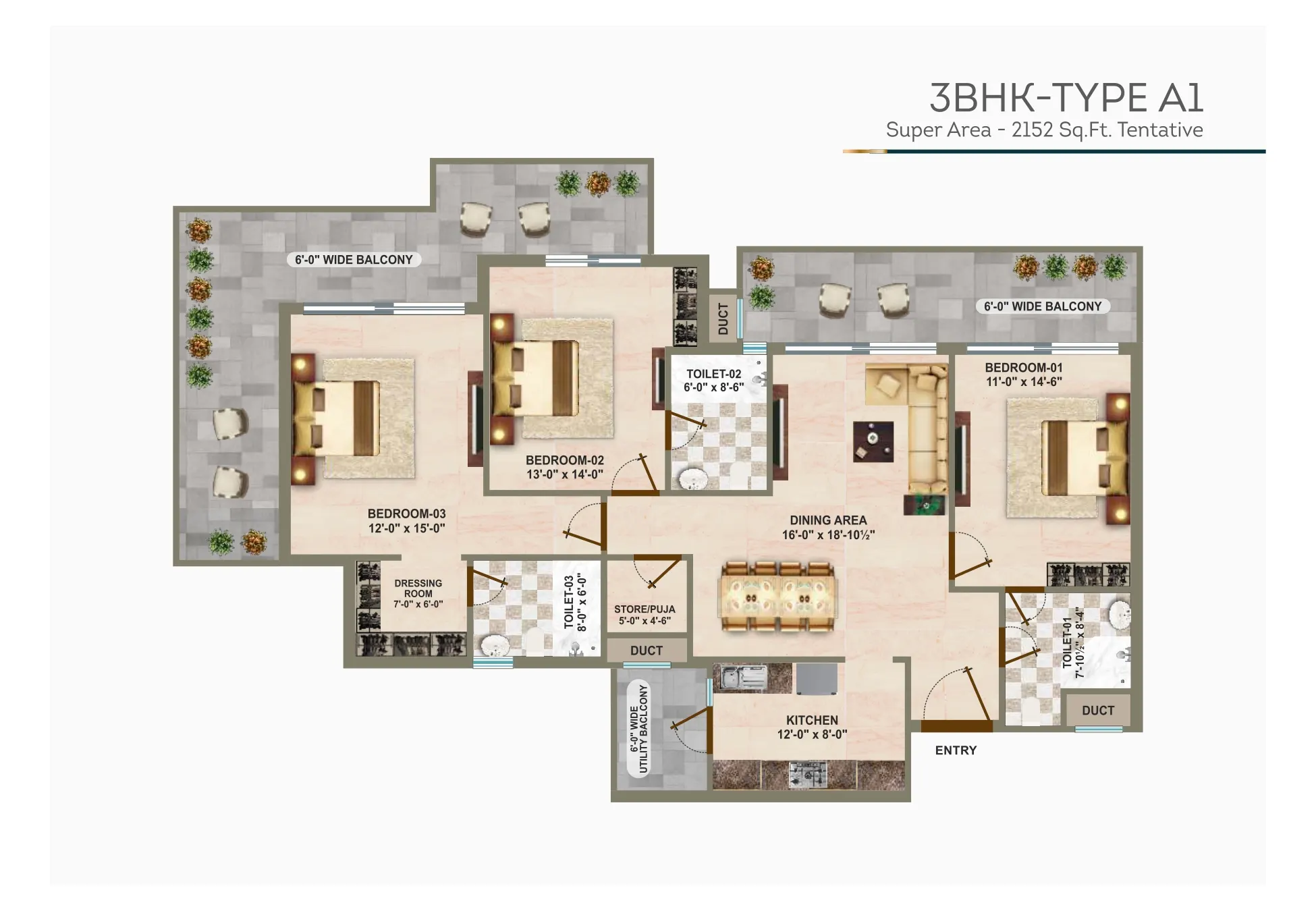 genesis heights 3 bhk flats