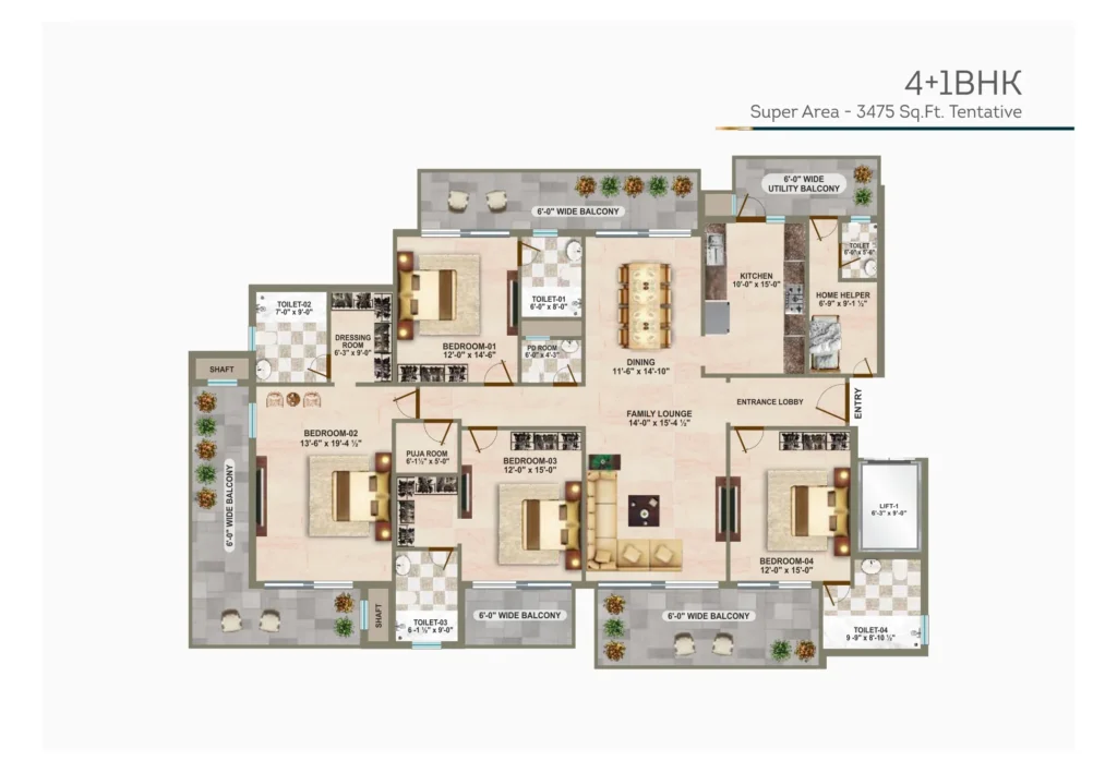 genesis heights 4 plus 1 bhk flats