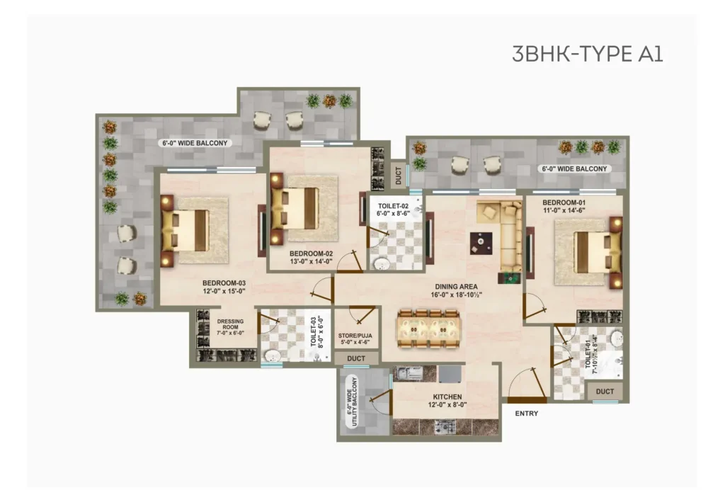 genesis heights 3 bhk flats