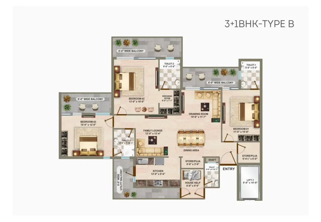 genesis heights 3 plus 1 bhk flats